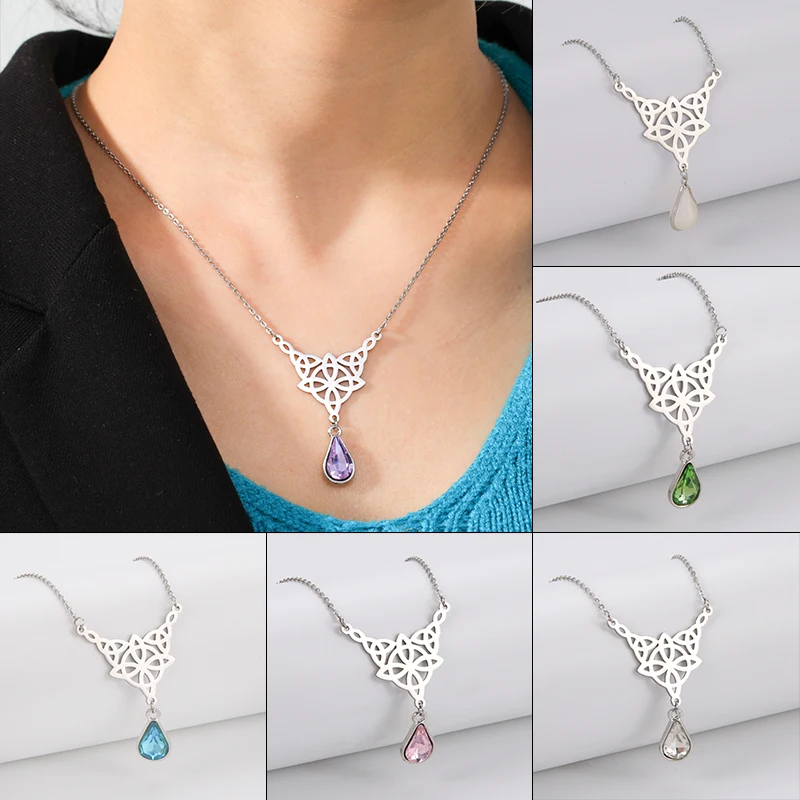 Witchcraft Witch's Irish Knot Necklaces Stainless Steel Geometric Long Chain for Women Water-Drop Crystal Pendant Jewelry Gifts
Witchcraft Witch's Irish Knot Necklaces Stainless Steel Geometric Long Chain for Women Water-Drop Crystal Pendant Jewelry Gifts