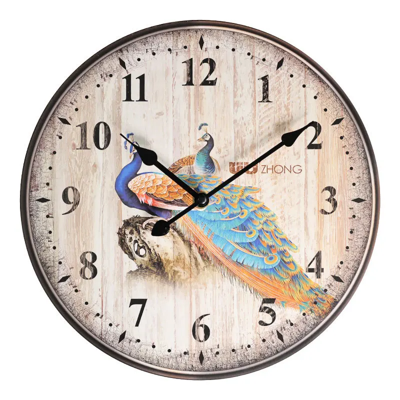 12 Inch Peacock Wall Clock in Living Room Bedroom Kitchen Retro Clock Color High Quality Mute Round Home Decorations
12 Inch Peacock Wall Clock in Living Room Bedroom Kitchen Retro Clock Color High Quality Mute Round Home Decorations