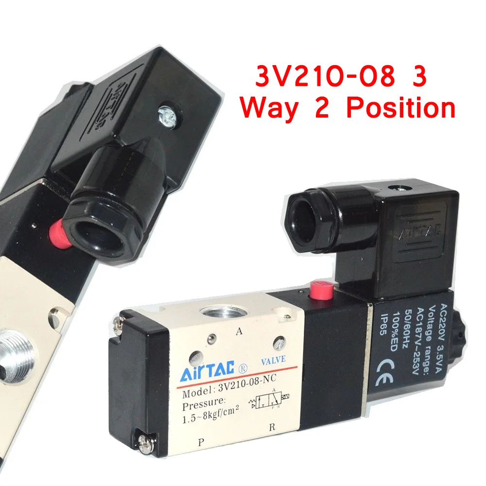 Aluminum Alloy Pneumatic Solenoid Valve AIRTAC Type 3V210-08 3 Way 2 Position 1/4" DC24V BSPT 0.15-0.8MPa IP65 Air Valves
Aluminum Alloy Pneumatic Solenoid Valve AIRTAC Type 3V210-08 3 Way 2 Position 1/4" DC24V BSPT 0.15-0.8MPa IP65 Air Valves