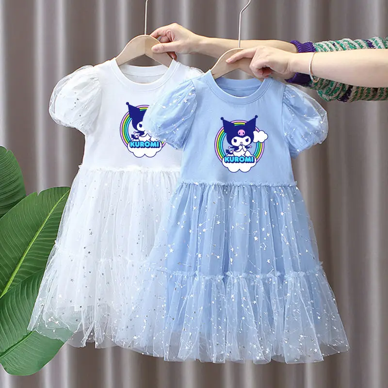 Kawaii Sanrio anime cartoon cute Kuromi girls short-sleeved mesh dress new summer children's clothing fluffy yarn princess dress
Kawaii Sanrio anime cartoon cute Kuromi girls short-sleeved mesh dress new summer children's clothing fluffy yarn princess dress