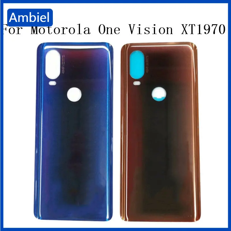 Стеклянная Крышка батарейного отсека, задняя крышка корпуса для Motorola One Vision XT1970, Крышка батарейного отсека для Moto One Vision, Крышка батарейного ...
