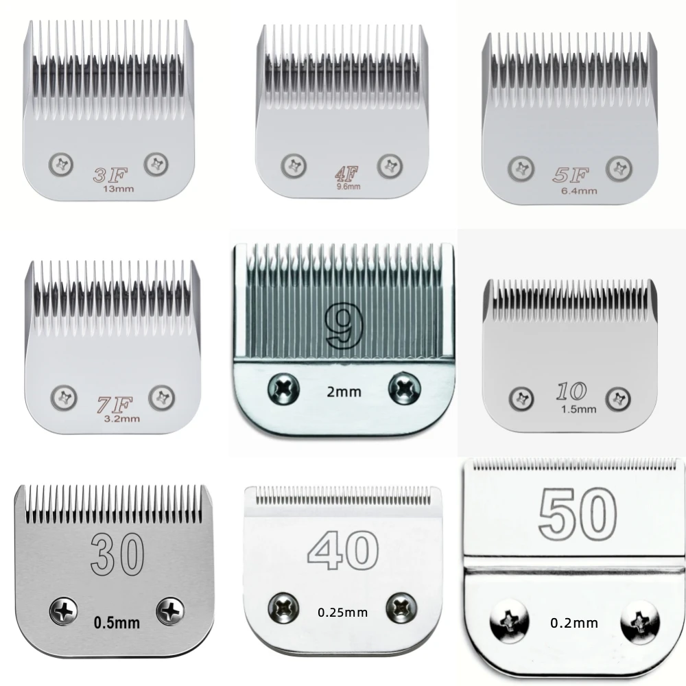 

3F 4F 5F 7F 10# 9# 30# 40# 50# Professional Pet Clipper Blade A5 Blade Fit Most Andis & Oster Clippers 0.2mm 3.2mm 13mm 9.5mm