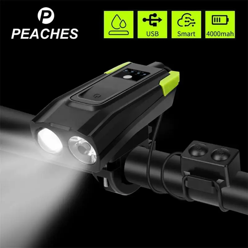 

NEW Smart Bicycle Front Light USB Rechargeable Bike LED Headlight 800 Lumen Double T6 Lamp Horn Cycle Flashlight 4000mAh