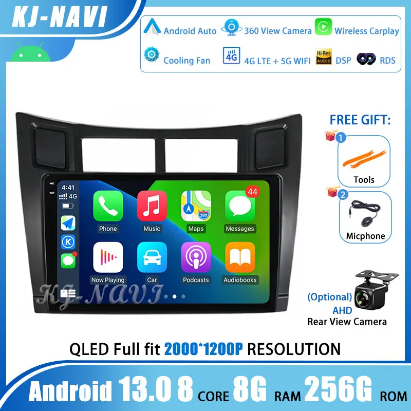 

Android 13 IPS Car Video Multimedia Player For Toyota Yaris 2007 Fascia Radio 2005 - 2012 NAVI GPS Navigator BT WIFI NO 2 Din