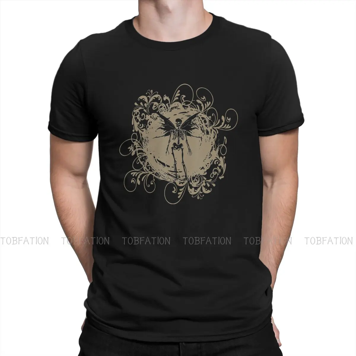

Skeleton Fairy Grunge Fairycore Aesthetic Gothic Cottagecore Men's TShirt Surrounded Distinctive T Shirt Original New Trend