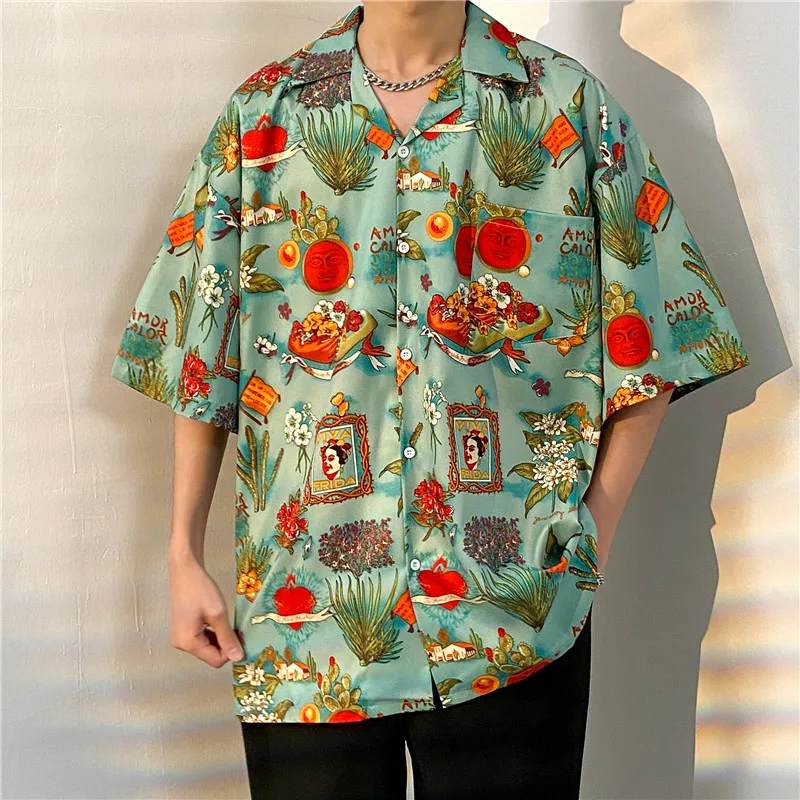 Summer V-Neck Short Sleeved Men Floral Shirt Streetwear Hip Hop 3D Printed Loose Camisa Masculina Hawaiian Male Blouses Shirts 
Summer V-Neck Short Sleeved Men Floral Shirt Streetwear Hip Hop 3D Printed Loose Camisa Masculina Hawaiian Male Blouses Shirts