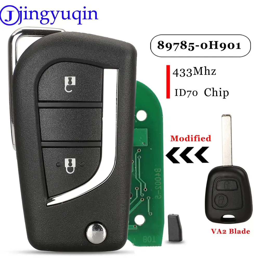 Jingyuqin 2 кнопки 89785-0H901 Модифицированная флип-микросхема 433 МГц 4D70 для Toyota Aygo Peugeot