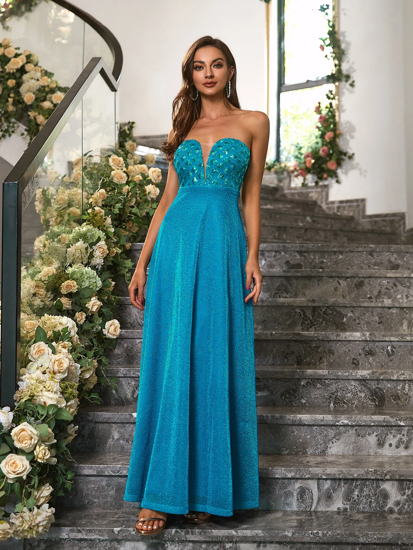 Женское вечернее платье Angel-fashions, длинное блестящее вечернее платье без бретелек с сетчатой вставкой и v-образным вырезом, элегантное голубое платье для выпускного вечера, 989
Женское вечернее платье Angel-fashions, длинное блестящее вечернее платье без бретелек с сетчатой вставкой и v-образным вырезом, элегантное голубое платье для выпускного вечера, 989