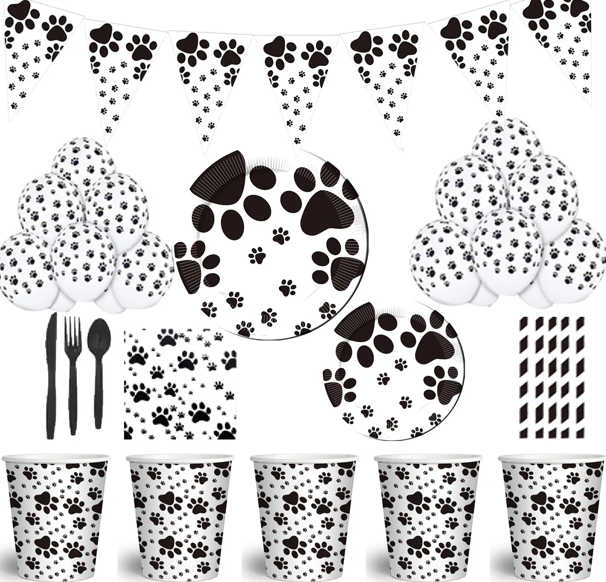Black Dog Paw Birthday Party Cute Cool Decoration Dog Paw Print Banner Tablecloth Balloon Tableware Pet Party Decor Supplies
Black Dog Paw Birthday Party Cute Cool Decoration Dog Paw Print Banner Tablecloth Balloon Tableware Pet Party Decor Supplies