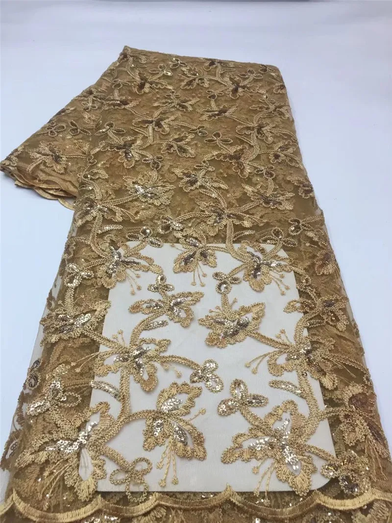 Gold African Lace Fabrics Nigerian Embroidery Mesh Cloth Sequins French Net Tulle Material Dentelle Africaine For Dress DN74
Gold African Lace Fabrics Nigerian Embroidery Mesh Cloth Sequins French Net Tulle Material Dentelle Africaine For Dress DN74