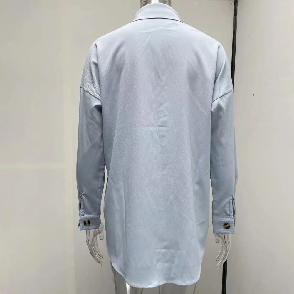 Mid Length Top Soft Breathable Women's Lapel Blouse Loose Fit Long Sleeve Solid Color Casual Style with Bat for Fall/spring
Mid Length Top Soft Breathable Women's Lapel Blouse Loose Fit Long Sleeve Solid Color Casual Style with Bat for Fall/spring