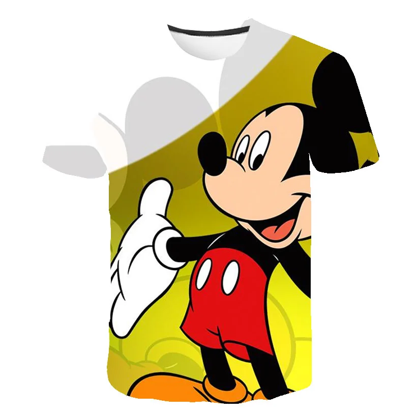 

Летняя футболка для мальчиков и девочек с Микки Маусом, детский Модный повседневный топ с короткими рукавами и 3D-принтом Микки Мауса в стиле Харадзюку