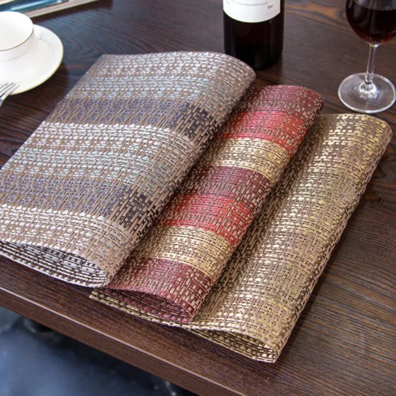 European-Style Advanced Bronzing PVC Placemat Western-Style Placemat Household Insulation Mat Woven Table Mat Cup Mat
European-Style Advanced Bronzing PVC Placemat Western-Style Placemat Household Insulation Mat Woven Table Mat Cup Mat