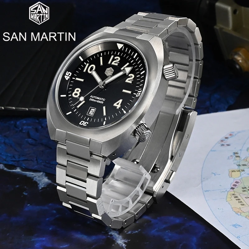 San Martin Sapphire YN55 мужские часы для дайвинга с кнопкой управления двунаправленным поворотным кольцом автоматические механические водонепроницаемые 200 м
San Martin Sapphire YN55 мужские часы для дайвинга с кнопкой управления двунаправленным поворотным кольцом автоматические механические водонепроницаемые 200 м