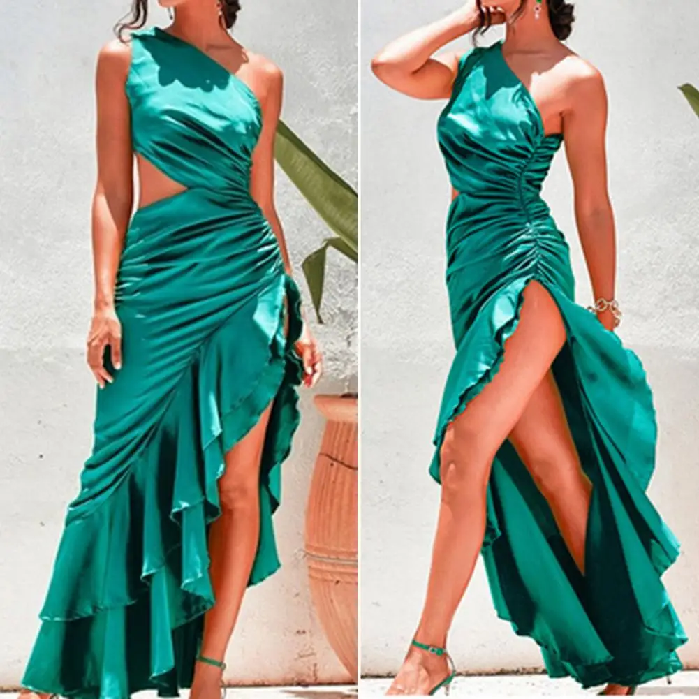 Women Dress Inclined Shoulder Irregular Hollow Split Ruffle Hem Dress Up Pleated Summer One Shoulder Maxi Dress Women Clothing
Women Dress Inclined Shoulder Irregular Hollow Split Ruffle Hem Dress Up Pleated Summer One Shoulder Maxi Dress Women Clothing