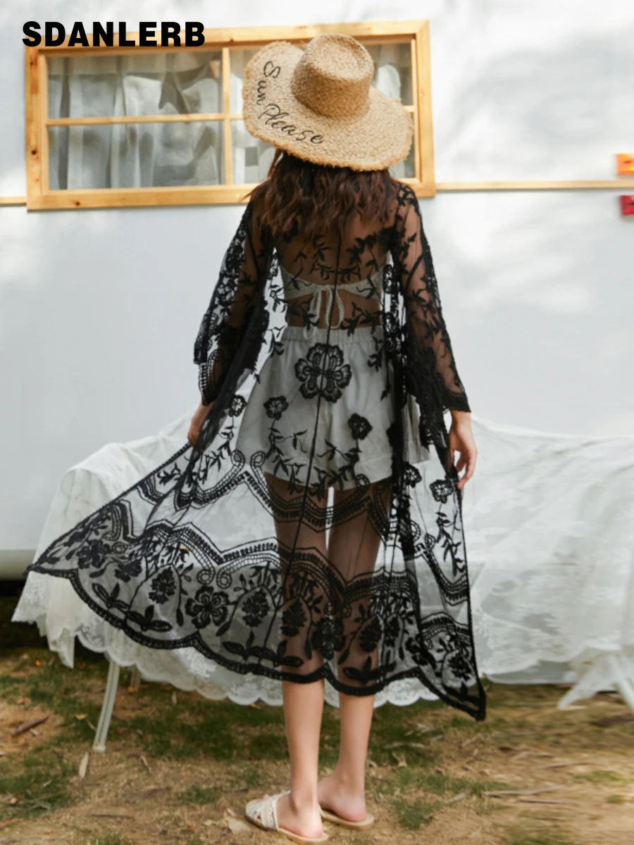 Seaside Vacation Beach Sun Protection Clothing for Women Thin Mid-Length Summer All-Match Lace Hollow Out Cardigan Thin Shirt
Seaside Vacation Beach Sun Protection Clothing for Women Thin Mid-Length Summer All-Match Lace Hollow Out Cardigan Thin Shirt