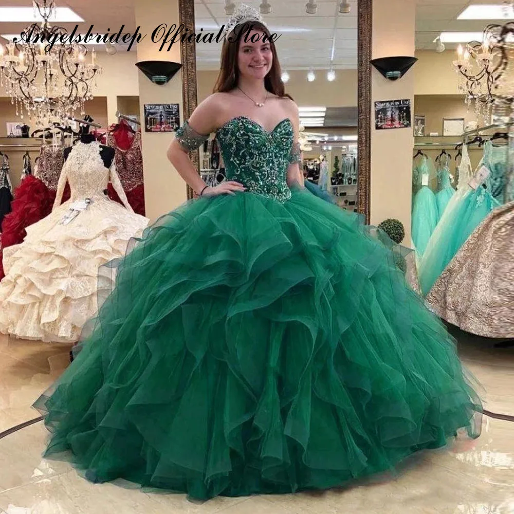 Angelsbridep Sweetheart Green Quinceanera Dresses For 15 Party Fashion Bling Bling Crystals Floor-Length Princess Birthday Gowns
Angelsbridep Sweetheart Green Quinceanera Dresses For 15 Party Fashion Bling Bling Crystals Floor-Length Princess Birthday Gowns