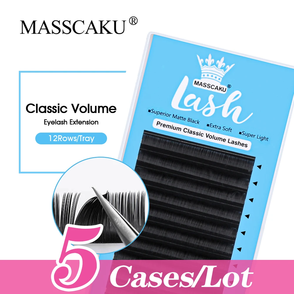 

5cases/lot MASSCAKU Premium Mink Natural Eyelashes Russian Volume Eyelash Soft and Very Light Classic Lashes Extension Supplies