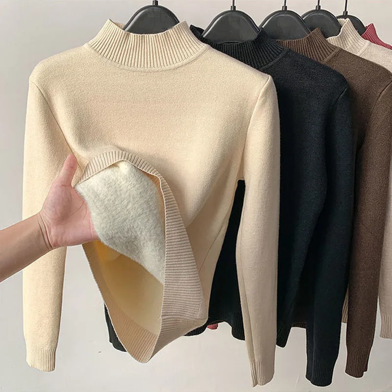 Plus Velvet Sweater Winter Warm Clothes Korean Women Knitwear Turtleneck Thicken Knitted Pullovers Casual Fleece Lined Tops
Plus Velvet Sweater Winter Warm Clothes Korean Women Knitwear Turtleneck Thicken Knitted Pullovers Casual Fleece Lined Tops