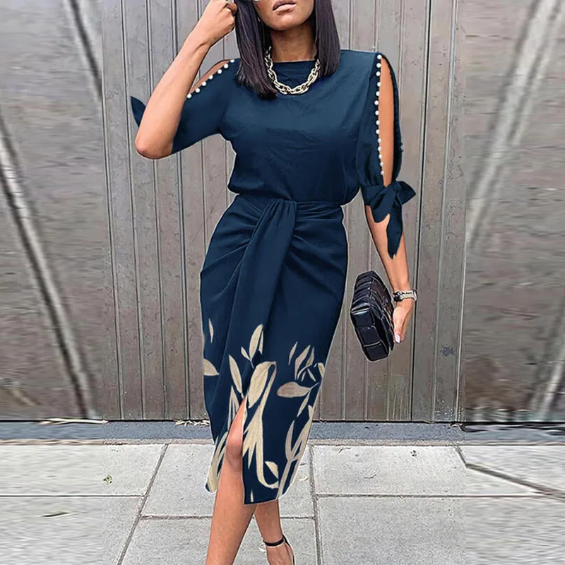Vintage Print Elegant Women Folds Slim Dress Casual Hollow Out Patchwork Half Sleeve Dress Female Summer Round Neck Party Dress
Vintage Print Elegant Women Folds Slim Dress Casual Hollow Out Patchwork Half Sleeve Dress Female Summer Round Neck Party Dress