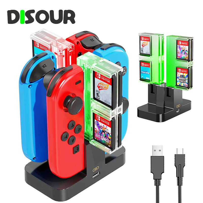 DISOUR For Switch Joycon Charger Station for Nintendo Switch Pro Controller Charging Dock LED Indicator With 8 Game Card Slots
DISOUR For Switch Joycon Charger Station for Nintendo Switch Pro Controller Charging Dock LED Indicator With 8 Game Card Slots