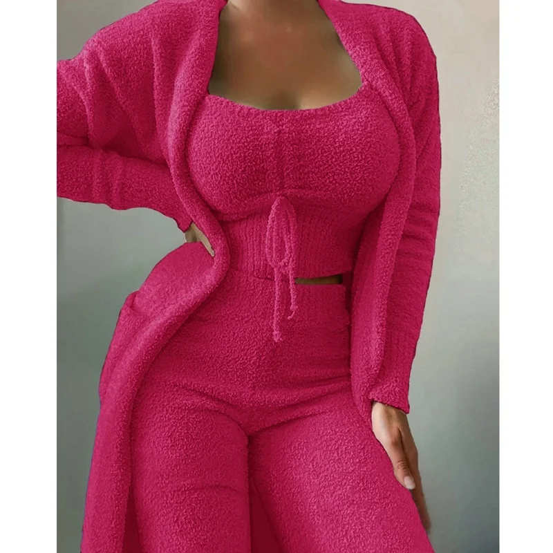 2022 New Autumn Winter Women's Velvet Pajamas Set Crop Top+Long Pants+Coat 3 Pieces Warm Soft Fleece Homewear Christmas Pyjamas
2022 New Autumn Winter Women's Velvet Pajamas Set Crop Top+Long Pants+Coat 3 Pieces Warm Soft Fleece Homewear Christmas Pyjamas