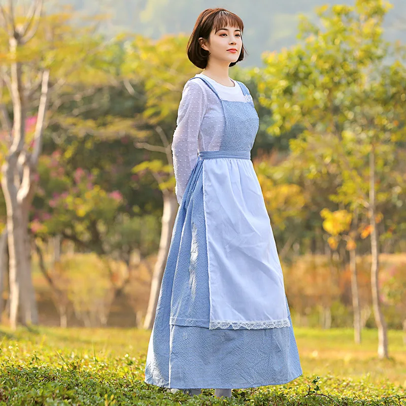 

Adult Dorothy Gale Alice Maid Costume Cosplay Pastoral Style Blue Lattice Farm Dress Party Stage Performance Costume Photo Suit