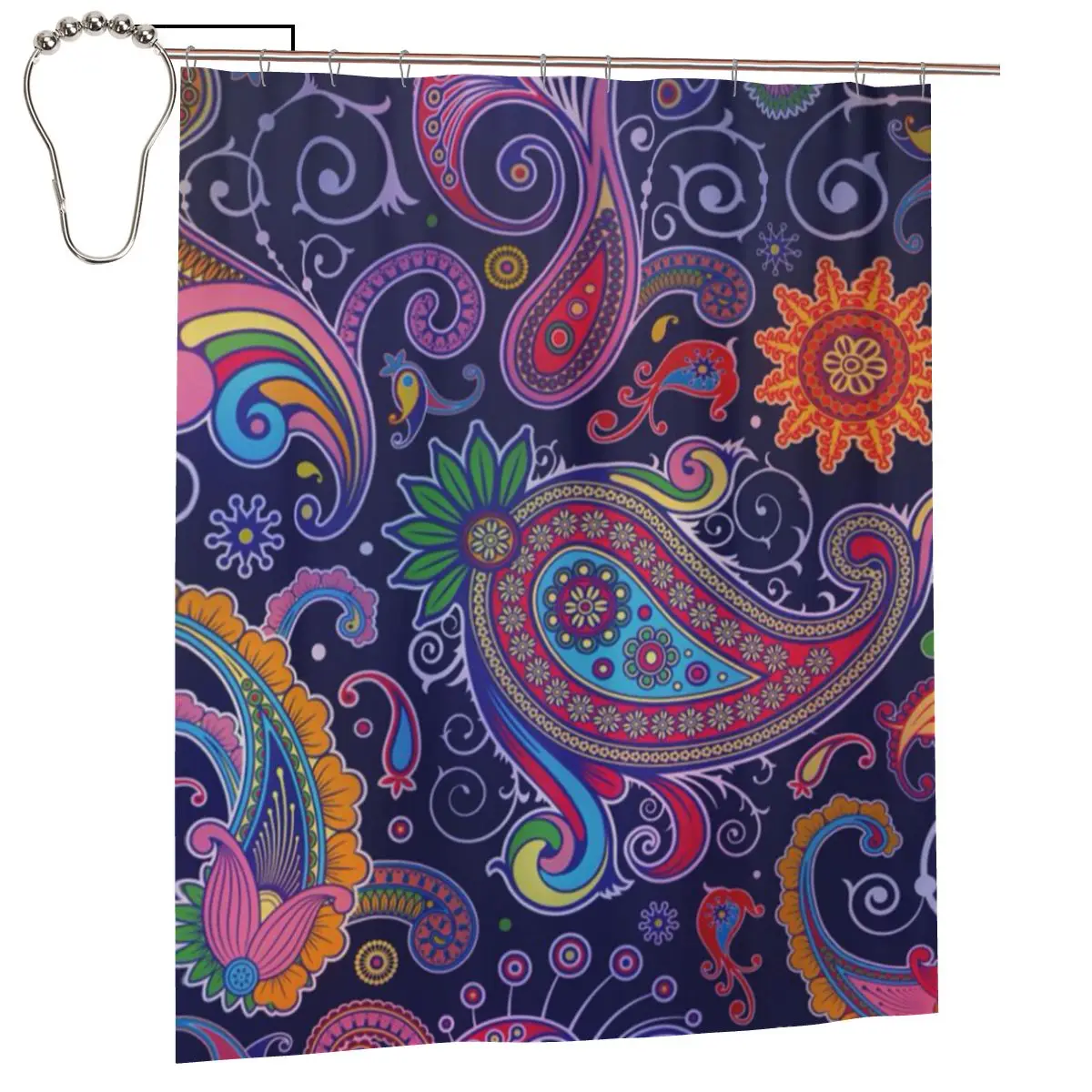 

Art Paisley Pattern Shower Curtain for Bathroon Personalized Funny Bath Curtain Set with Iron Hooks Home Decor Gift 60x72in
