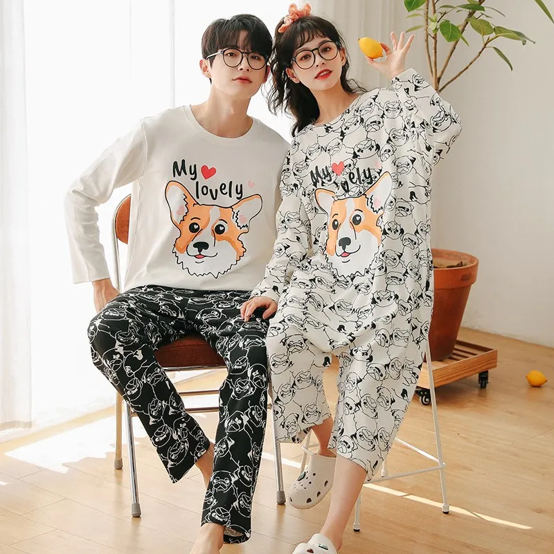 Couples Pajamas Men Set Women Onesie Spring Korean Sleepwear Cartoon Corgi Dog Pyjamas Cotton Long Sleeve Pajama Femme jumpsuit
Couples Pajamas Men Set Women Onesie Spring Korean Sleepwear Cartoon Corgi Dog Pyjamas Cotton Long Sleeve Pajama Femme jumpsuit