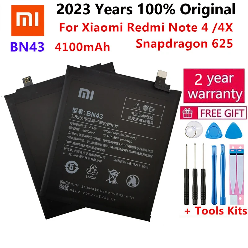 100% Оригинальный аккумулятор BN43 4000 мАч для Xiaomi Redmi Note 4X / 4 global Snapdragon 625