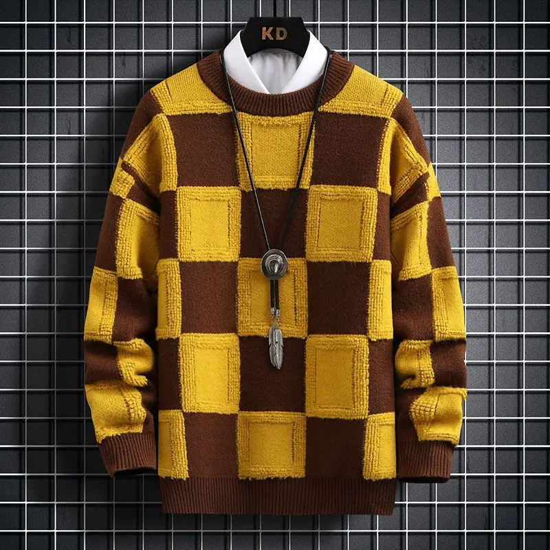 New Fall Winter Korean Style Mens Pullovers Sweaters High Quality Thick Warm Cashmere Sweater Men Luxury Plaid Pull Homme 2023
New Fall Winter Korean Style Mens Pullovers Sweaters High Quality Thick Warm Cashmere Sweater Men Luxury Plaid Pull Homme 2023