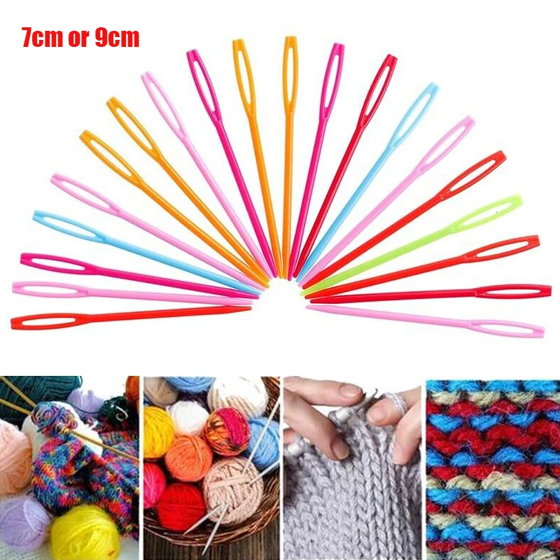 

10PCs Mixed Color Plastic Knitting Needles Suit Large Eye Crochet Hooks DIY Sweater Weaving Tools Sewing Accessories Needlework