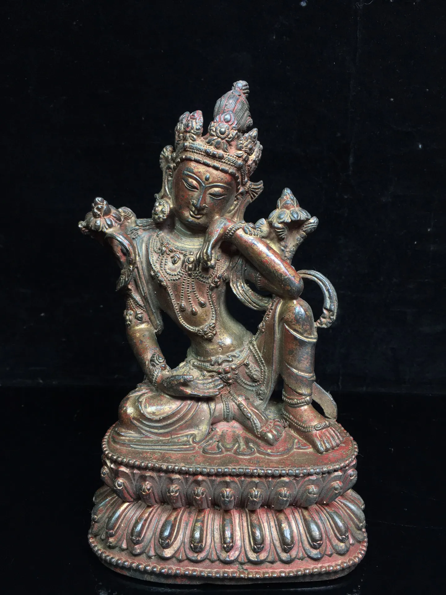 8" Chinese Folk Collection Bronze Gilt Cinnabar mud gold twenty one mother Tara Bodhisattva lotus platform worship buddha
8" Chinese Folk Collection Bronze Gilt Cinnabar mud gold twenty one mother Tara Bodhisattva lotus platform worship buddha