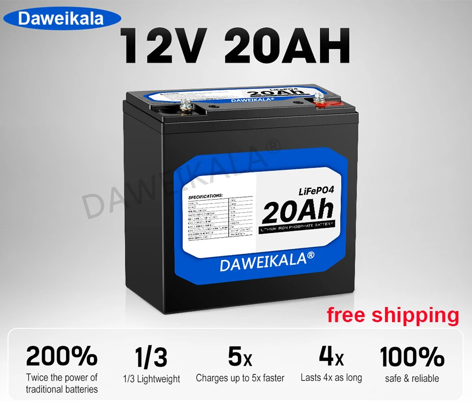 2023 New 12V 20Ah LiFePo4 Battery Lithium Iron Phosphate 12V 24V LiFePo4 Rechargeable Battery for Kid Scooters Boat Motor No Tax
2023 New 12V 20Ah LiFePo4 Battery Lithium Iron Phosphate 12V 24V LiFePo4 Rechargeable Battery for Kid Scooters Boat Motor No Tax