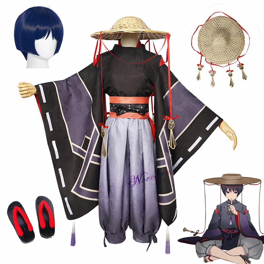 

Genshin Impact Wanderer Cosplay Costume Scaramouche Sniper Killer Black Clothes Uniform Kunikuzushi Balladeer Fanart Cos Wig Hat