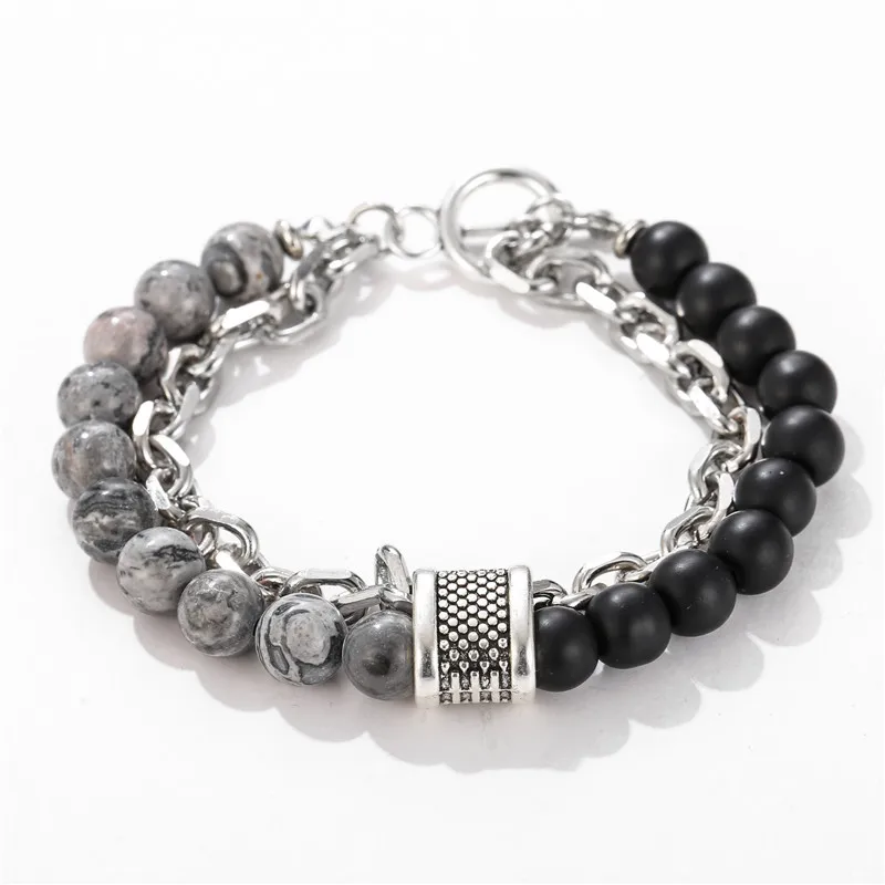 Fashion punk wind frosted stone chain combination geometric men's bracelet accessories
Fashion punk wind frosted stone chain combination geometric men's bracelet accessories