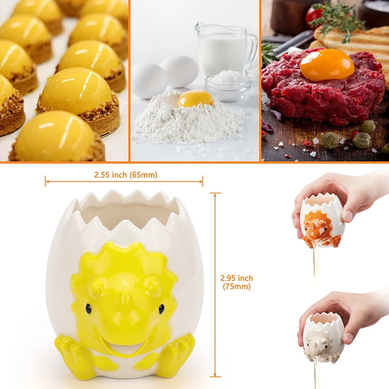 Creative Egg Separator Ceramic Egg Yolk White Filter Small Cute Cartoon Baby Dinosaur Baking Assistant Kitchen Tools PR Sale 
Creative Egg Separator Ceramic Egg Yolk White Filter Small Cute Cartoon Baby Dinosaur Baking Assistant Kitchen Tools PR Sale