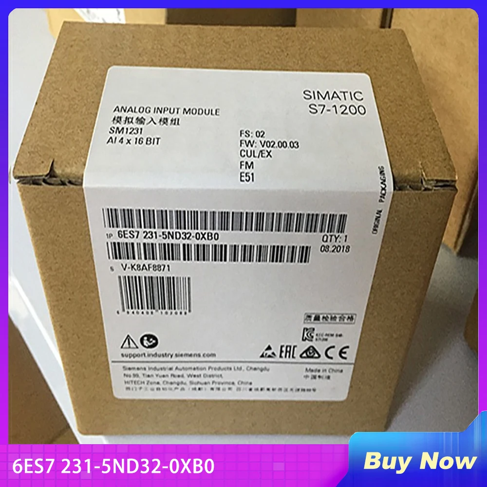 6ES7 231-5ND32-0XB0 For SIEMENS SIMATIC S7-1200 Analog Input SM 1231
6ES7 231-5ND32-0XB0 For SIEMENS SIMATIC S7-1200 Analog Input SM 1231