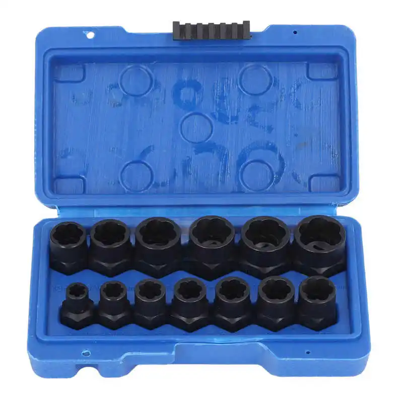 Impact Nut Bolt Remover Set SAE Sizes Maximum Torsion Stripped Nut Bolt Extractor Socket for Rusted Screws for
Impact Nut Bolt Remover Set SAE Sizes Maximum Torsion Stripped Nut Bolt Extractor Socket for Rusted Screws for