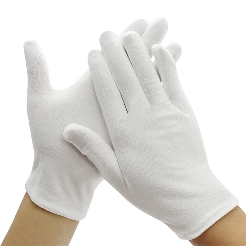 

Варежки с полными пальцами для мужчин и женщин, белые хлопковые рукавицы для официантов/водителей/ювелирных изделий/рабочих, перчатки с возможностью впитывания, 1 пара