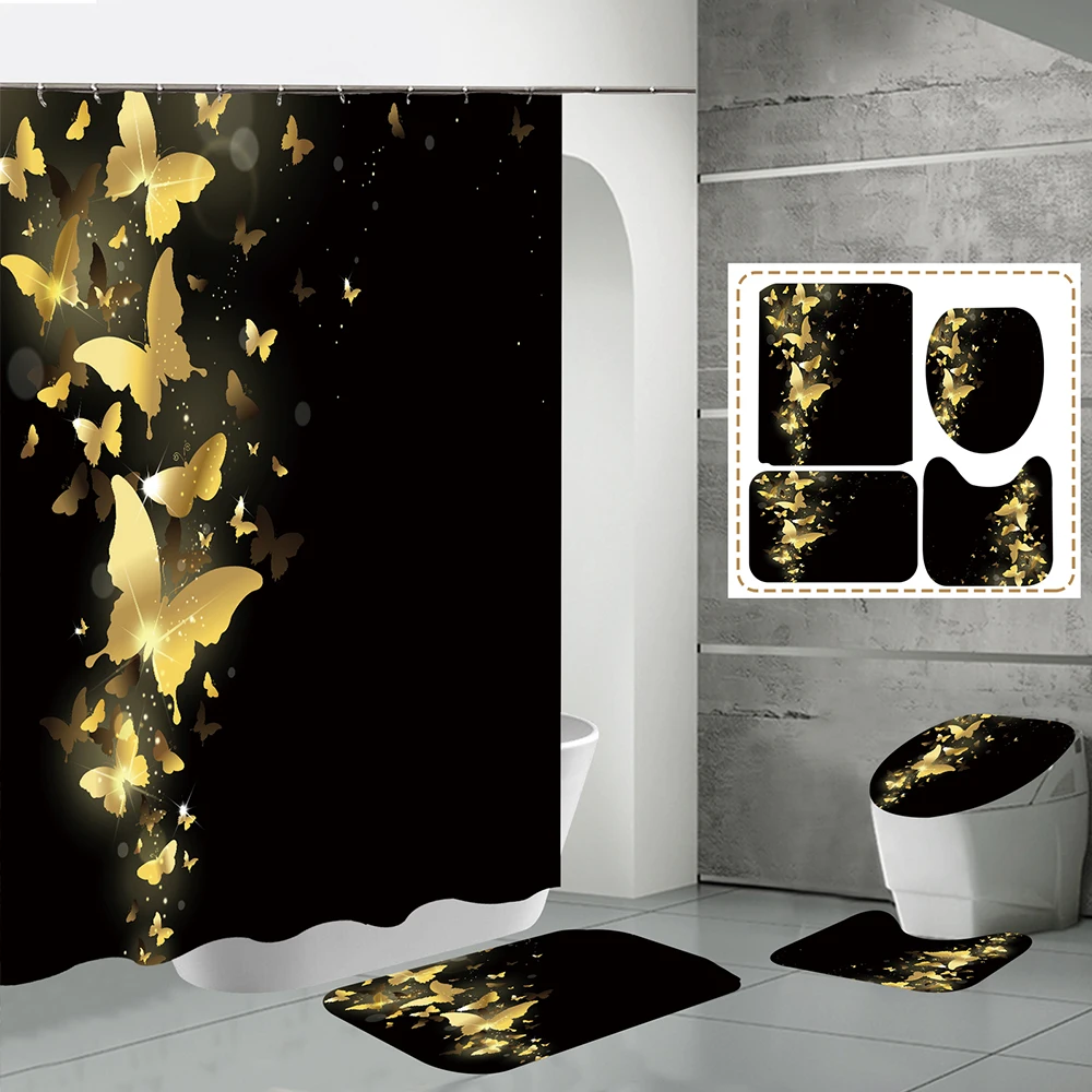 Butterfly Design Waterproof Shower Curtain Sets Soft Bathroom Non-Slip Floor Bath Mat Toilet Lid Cover Rugs Shower Curtain Sets
Butterfly Design Waterproof Shower Curtain Sets Soft Bathroom Non-Slip Floor Bath Mat Toilet Lid Cover Rugs Shower Curtain Sets