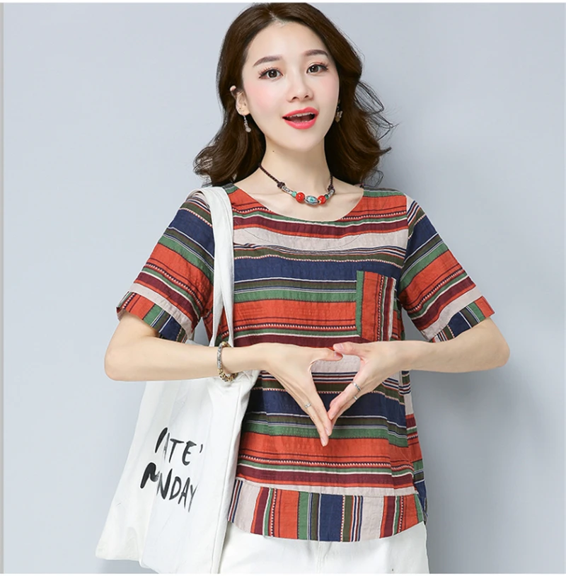 Camisetas Mujer Elegant XXL Cotton Linen O-Neck Fashion Striped Harajuku Hot Tshirt Women 2022 New Casual Pockets
Camisetas Mujer Elegant XXL Cotton Linen O-Neck Fashion Striped Harajuku Hot Tshirt Women 2022 New Casual Pockets