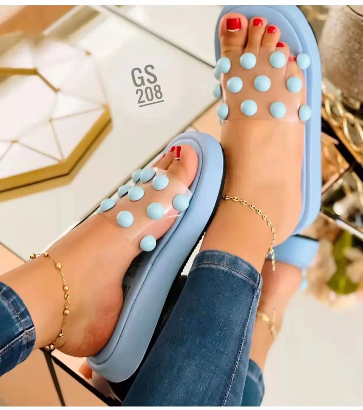 BIKINIKEY Wedge Heel Slippers Women's 2022 New Summer Fashion Pearl One Word Drag Thick Bottom Large Size Sandals and Slippers
BIKINIKEY Wedge Heel Slippers Women's 2022 New Summer Fashion Pearl One Word Drag Thick Bottom Large Size Sandals and Slippers