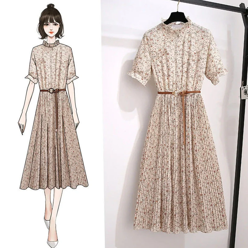 2022 New High Waist Floral Maxi Dress Woman Korean Fashion Pleated Summer Dress Women Elegant Ruffled Neck Midi Dresses
2022 New High Waist Floral Maxi Dress Woman Korean Fashion Pleated Summer Dress Women Elegant Ruffled Neck Midi Dresses