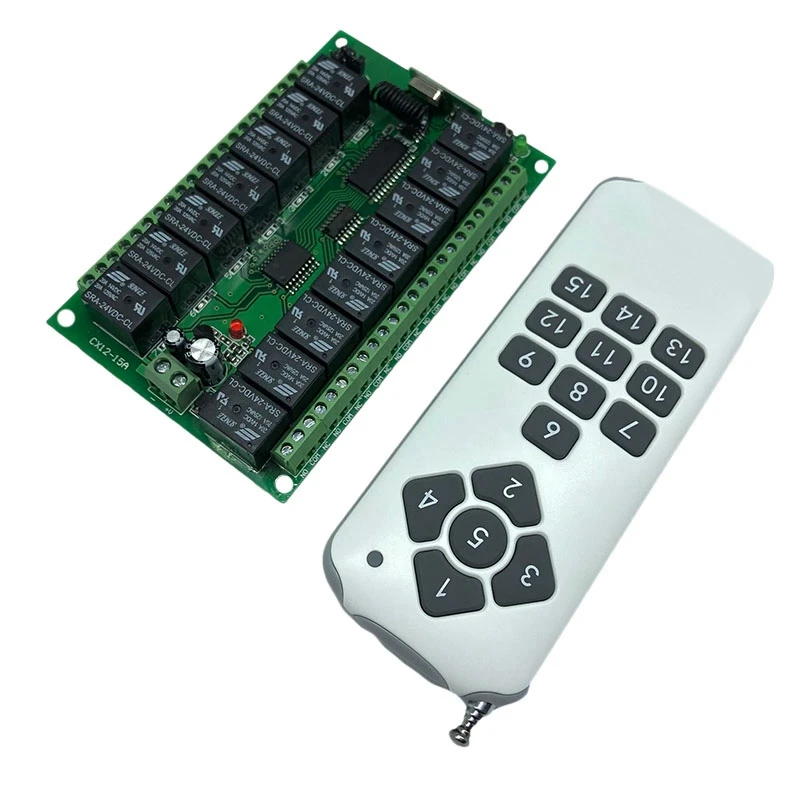 12V 15-Channel 433Mhz Wireless Remote Control Switch Industrial Aeromodelling LED Motor Control Receiver
12V 15-Channel 433Mhz Wireless Remote Control Switch Industrial Aeromodelling LED Motor Control Receiver