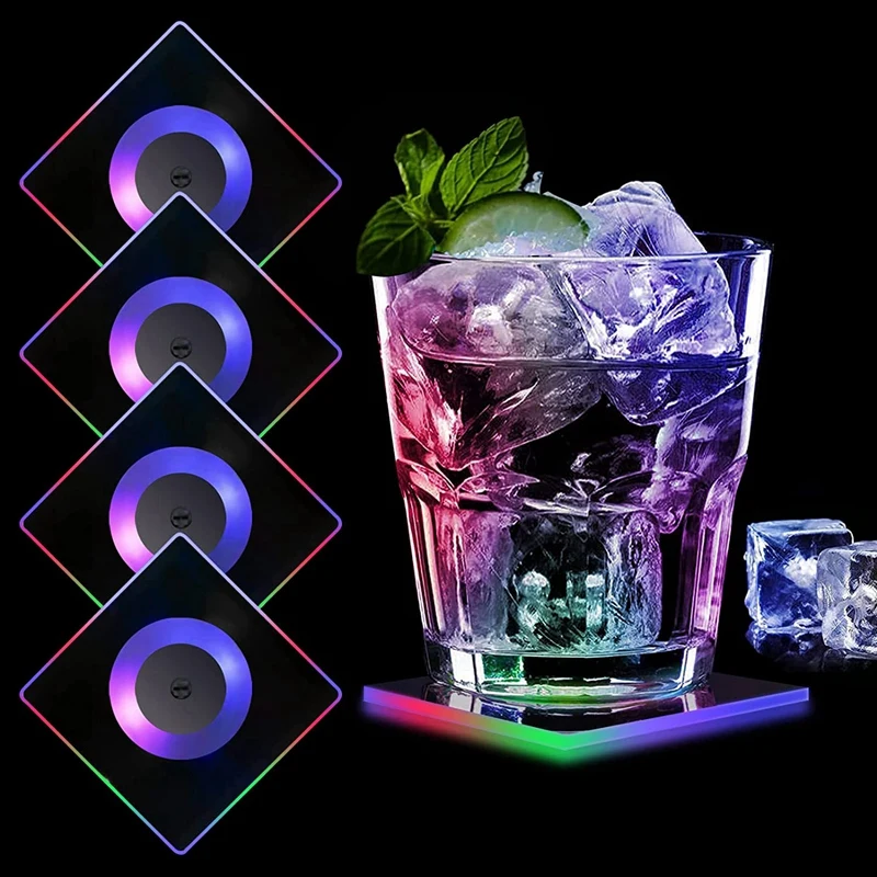 Colourful LED Coasters,Luminous Coasters,Coasters For Glasses, Acrylic Square Waterproof Light Coasters For Parties 4Pcs
Colourful LED Coasters,Luminous Coasters,Coasters For Glasses, Acrylic Square Waterproof Light Coasters For Parties 4Pcs