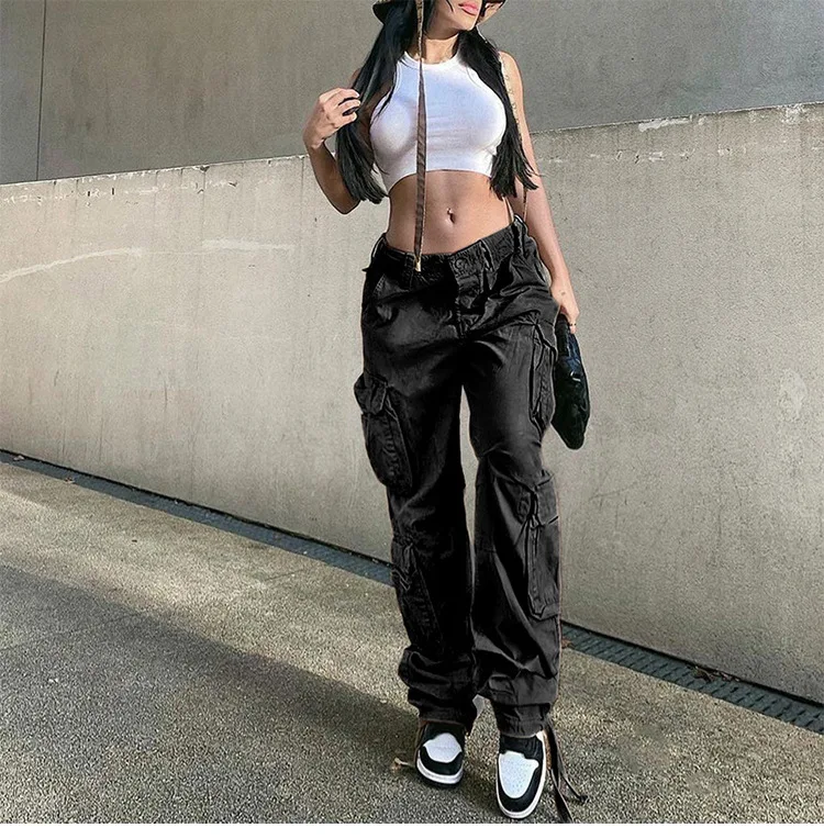 Women's Cargo Pants 2023 Spring Summer New Low Waist Vintage Grey Loose Long Pants Fashion Jeans Sport Pockets Wide Leg Trousers
Women's Cargo Pants 2023 Spring Summer New Low Waist Vintage Grey Loose Long Pants Fashion Jeans Sport Pockets Wide Leg Trousers
