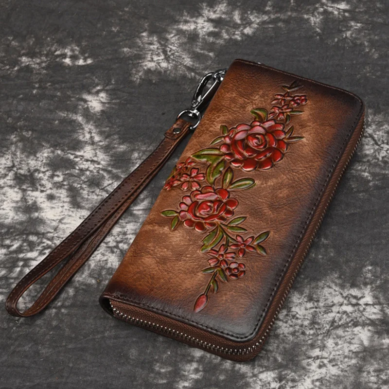 Women Natural Skin Long Wallet Money Handy Bag ID Card Holder Embossed Floral Genuine Leather Zipper Clutch Wrist Bags Purse
Women Natural Skin Long Wallet Money Handy Bag ID Card Holder Embossed Floral Genuine Leather Zipper Clutch Wrist Bags Purse