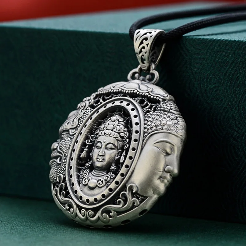 Vintage Ethnic Style Buddha and Demon Pendant Necklace Sakyamuni Guanyin Bodhisattva Necklace Good Lucky Jewelry Gifts
Vintage Ethnic Style Buddha and Demon Pendant Necklace Sakyamuni Guanyin Bodhisattva Necklace Good Lucky Jewelry Gifts