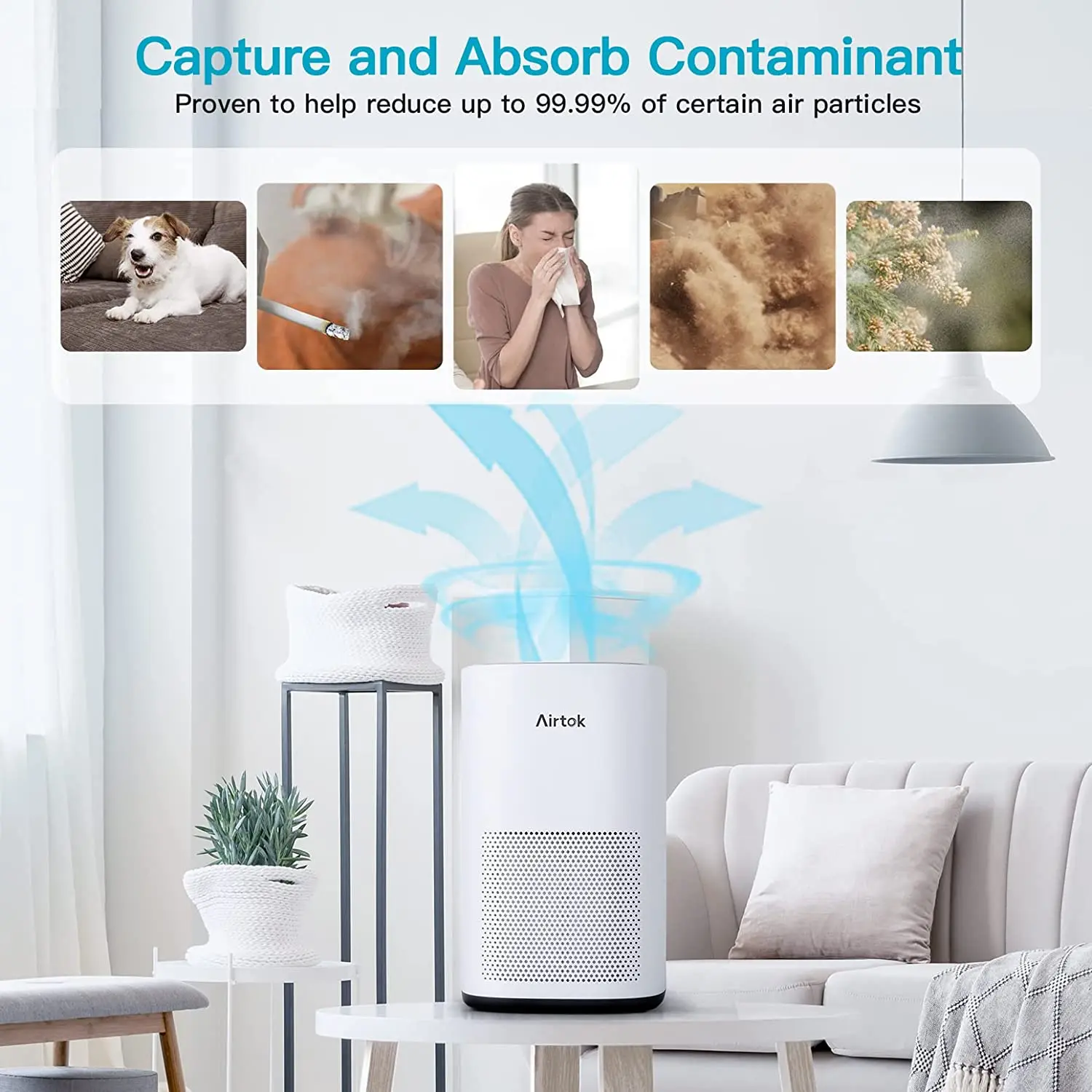 AIRTOK Air Purifiers for Home Bedroom Large Room with H13 True HEPA Filter Air Cleaner Filter for Wildfire Smoke Dander Odor
AIRTOK Air Purifiers for Home Bedroom Large Room with H13 True HEPA Filter Air Cleaner Filter for Wildfire Smoke Dander Odor